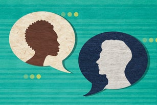 Online speech bubbles with people inside