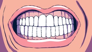 Cartoon illustration of mouth close-up - Human grin.
