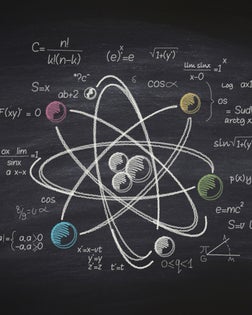 Atomic molecule on blackboard