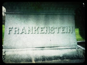 Frankenstein Written On Tombstone In Cemetery