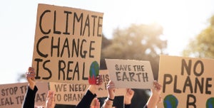 Shot of a group of people protesting climate change