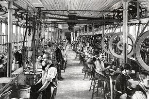 Worker in factory manufacturing watch in Waltham Massachusetts