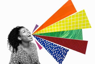 young woman talking with copy space