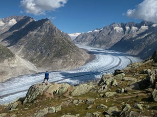 Person standing in front of the Aletsch Glacier | Switzerland
