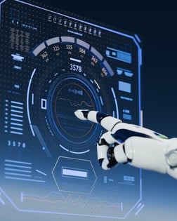 Ai technology, Artificial Intelligence. Robot using technology smart robot AI, artificial intelligence by enter command prompt for generates something, Futuristic technology transformation. Chat with AI