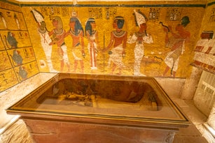tomb of mummy Pharaoh tutankhamun in tombs at valley of the kings at luxor near Nile river egypt