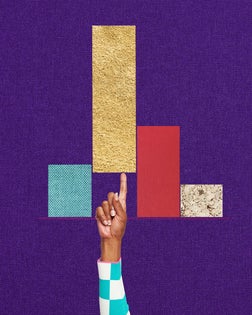 finger poking colourful shapes