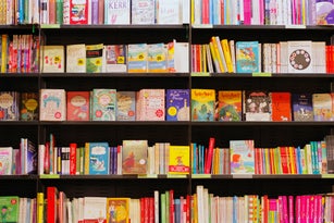Books on shelves in bookstore
