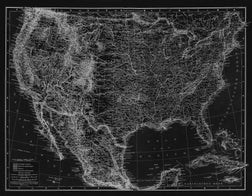 Old chromolithograph map of United States of America (USA)