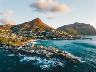 Aerial view of the Llandudno Beach, Cape Town, South Africa.