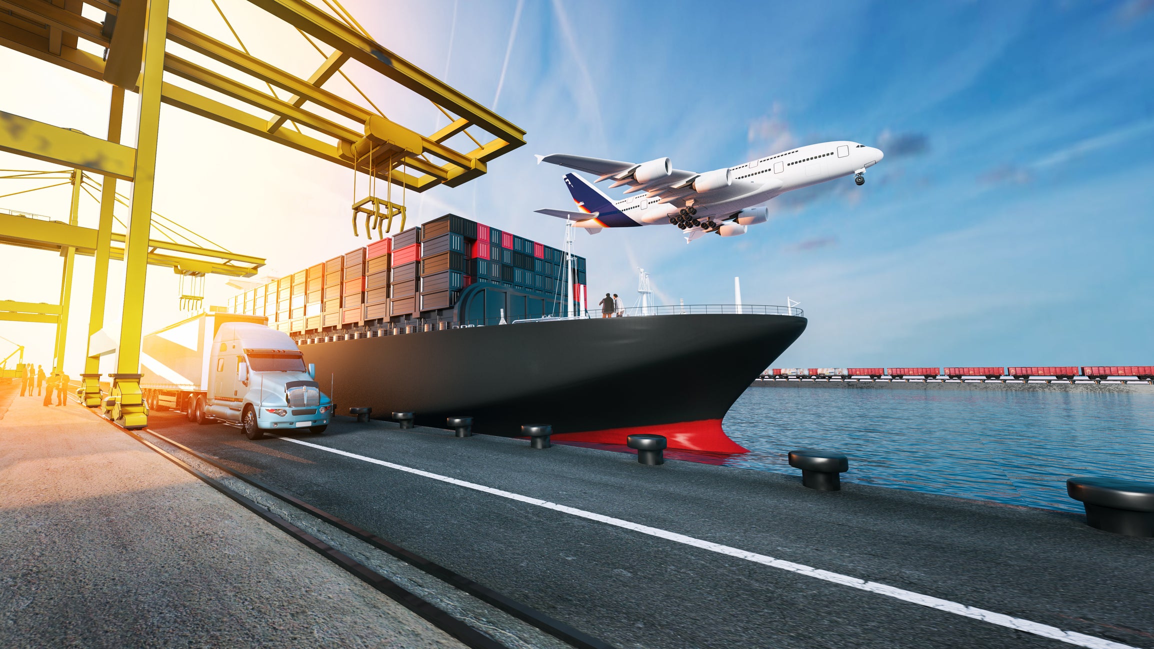 Plane trucks are flying towards the destination with the brightest.