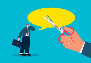 Interrupting speech, rejecting spam or excessive information, refusing to make an offer, cutting the speech bubble of the speaker with scissors in hand