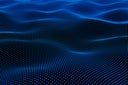 Abstract blue of points. Falling cyber particles. Big data stream. 3d render. Abstract Waving Particle Technology Background.