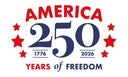 graphic with stars and the words America 250 Years of Freedom 1776 2026