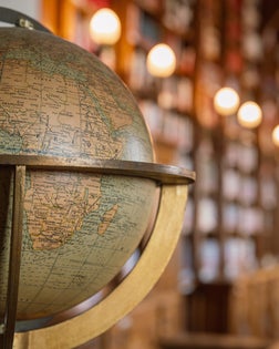 Antique Globe in Historic Library
