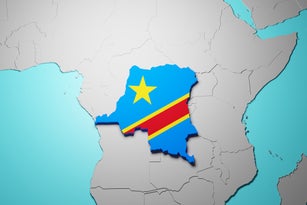Democratic Republic of Congo map with flag