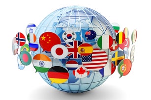 Global communication, international messaging and translation concept