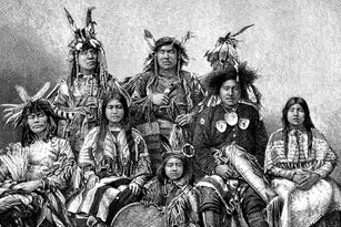 Engraving native american group of people from 1870