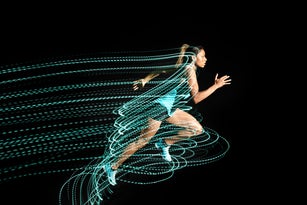 athlete with lighttrace
