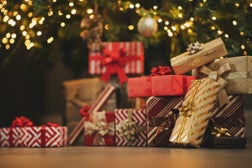 Presents and Gifts under Christmas Tree, Winter Holiday Concept