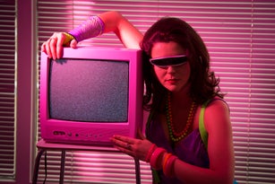 Retro girl with TV