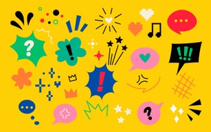 Emoticon effects design elements in bright colors. Funny colored