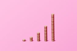 economic growth chart made of gold coins