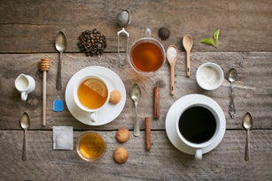 Related objects of coffee and tea.