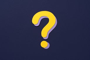 Yellow Question Mark on Purple Background, Paper Craft