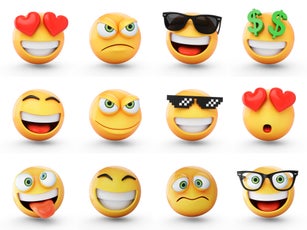 3D Rendering set of emoji isolated on white