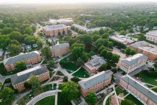Aerial over North Carolina Central University in the Spring