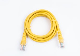 LAN network connection ethernet cable. Internet cord RJ45 isolated on white background.