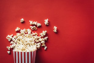 Striped box with popcorn