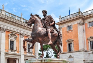Statue of Marcus Aurelius on Capitoline Hill in Rome, Italy