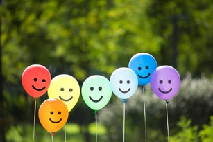 joyful balloon family.