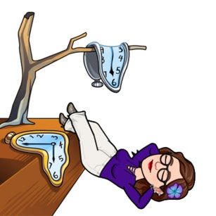 Teacher in Dali surreal time landscape