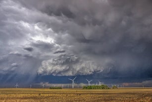 Supercells on the Great Plains With a Wind Turbines