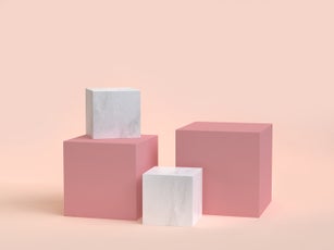 3d rendering cube-box marble minimal cream background