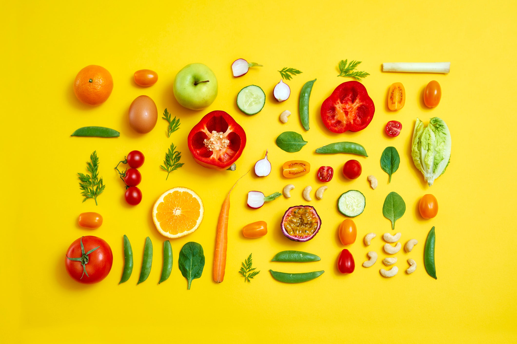 Colourful food conceptual still life