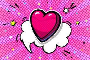 Heart in pop art style. Concept of love.