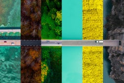 Collage composition matching roads from directly above in different scenarios and seasons.