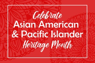 Asian American, Pacific Islanders Heritage month - celebration in USA. Vector banner with abstract mandala symbol ornament on red background. Greeting card, banner AAPI