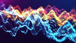 3D illustration Rendering wave of binary code pattern Abstract background.Futuristic Particles for business,Science and technology background