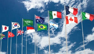 G20 g flag blue sky  country international g twenty world earth global planet summit usa america russia japan china germany italy g20 twenty economy politic g government member relationship strategy