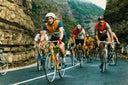 Cape Town South Africa - 03,04.1996, - Cyclists starting the climb the steep Chapmans Peak Drive in the Argus Cycle Tour that sets the stand