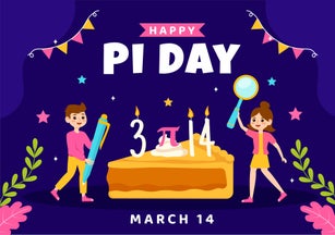 Happy Pi Day Vector Illustration on 14 March with Kids, Mathematical Constants, Greek Letters or Baked Sweet Pie in Holiday Flat Cartoon Background