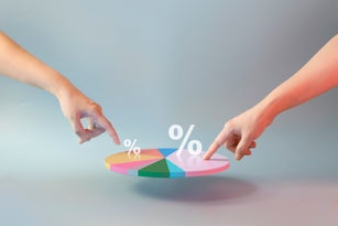 Business market share success or competition conceptual image. Stock photo.