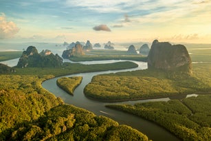 Phang Nga Bay during sunset