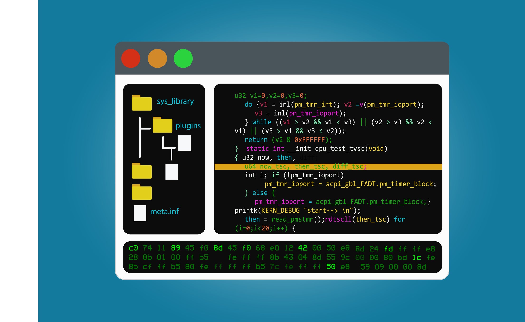 Program code editor, the integrated software development environment. IDE