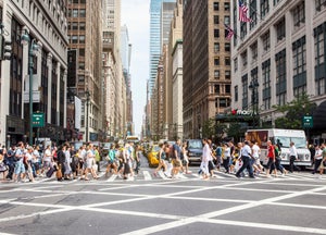 Pedestrians on zebra crossing, New York City